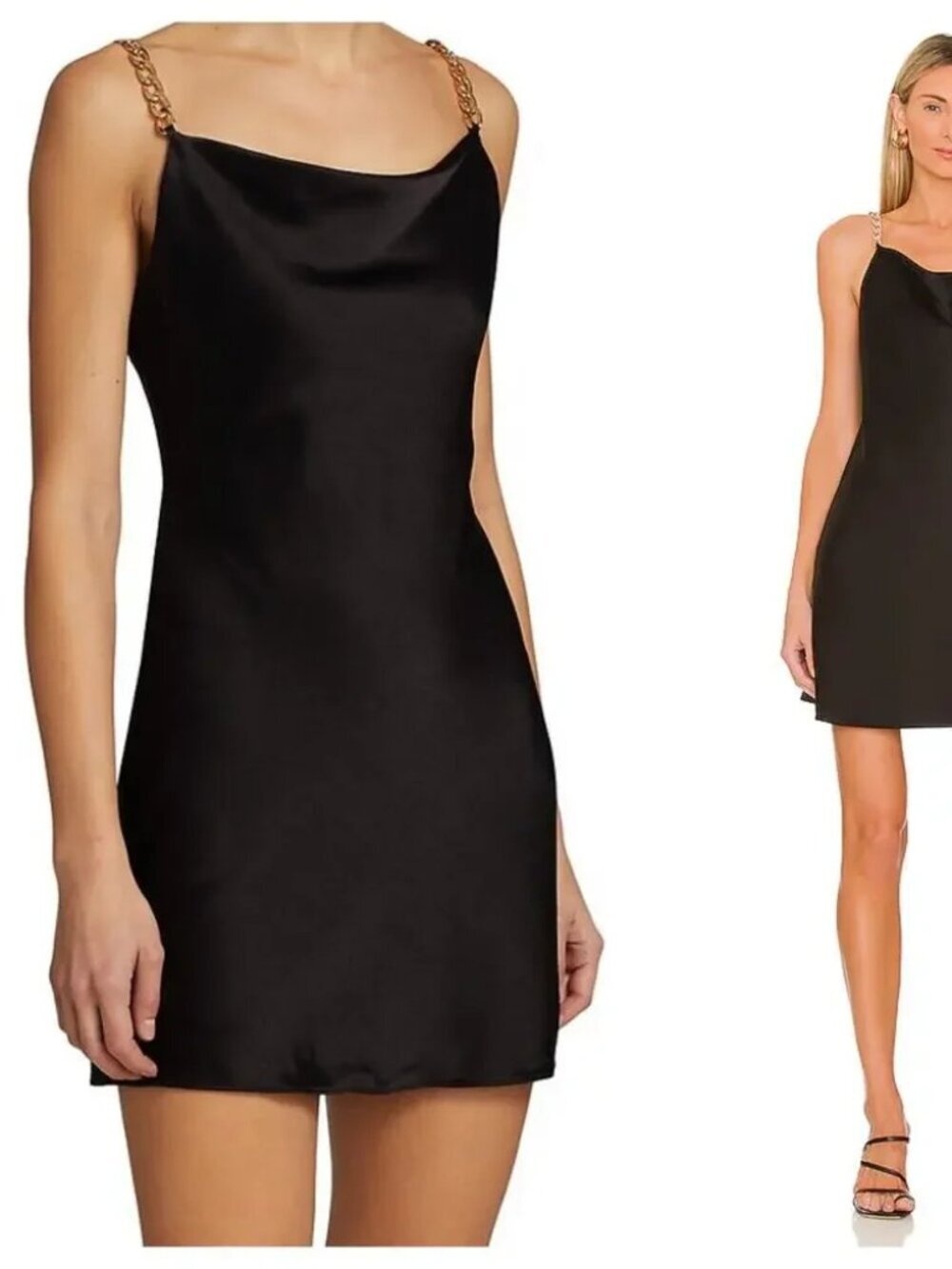 Alice + Olivia Harmony Dress Draped Slip Mini Satin Sleeveless Chain Black 2